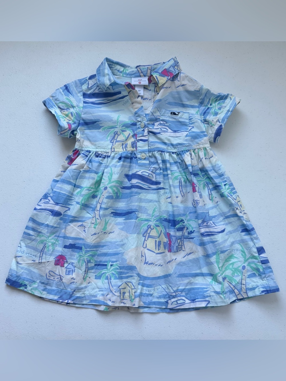 Vineyard Vines x Target Preppy Shirtdress 
100% Cotton
Boats Beach Palm Trees 2T